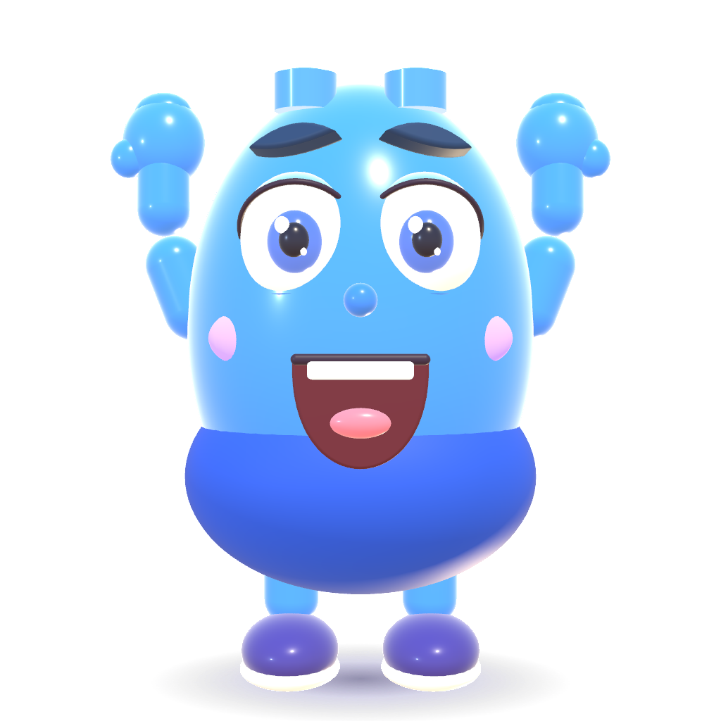 OutBrick Bloo cheering mascot illustration