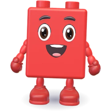 Bricko, a red brick-shaped OutBrick friend with big red boots.