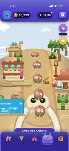 Desert Oasis, OutBrick जर्नी के नक्शे पर ईंटों से बना एक गाँव।