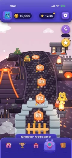 Ember Volcano, OutBrick जर्नी के नक्शे पर ईंटों से बना एक गाँव।